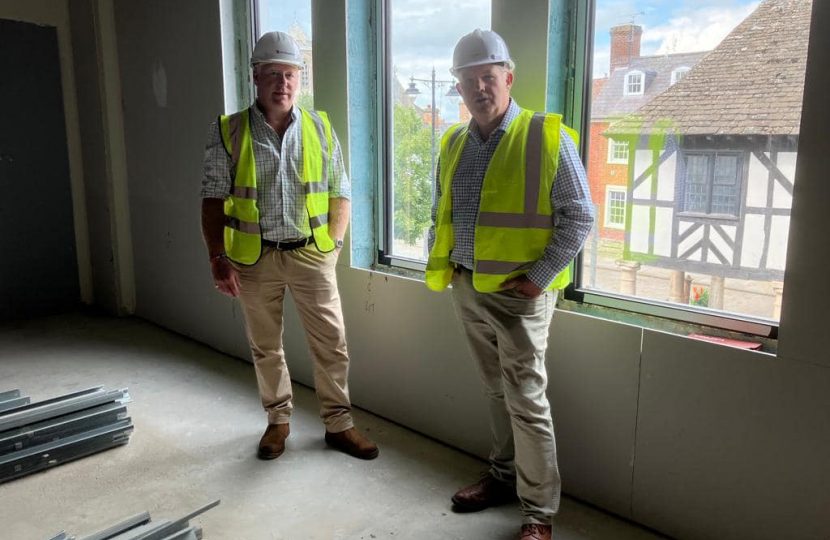 Nic with Cllr Steve Bucknell inside the Auction House.