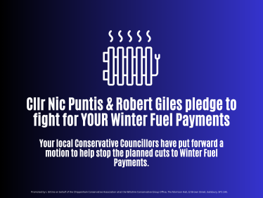 Cllr Nic Puntis & Robert Giles pledge to fight for YOUR Winter Fuel Payments. Your local Conservative Councillors have put forward a motion to help stop the planned cuts to Winter Fuel Payments.